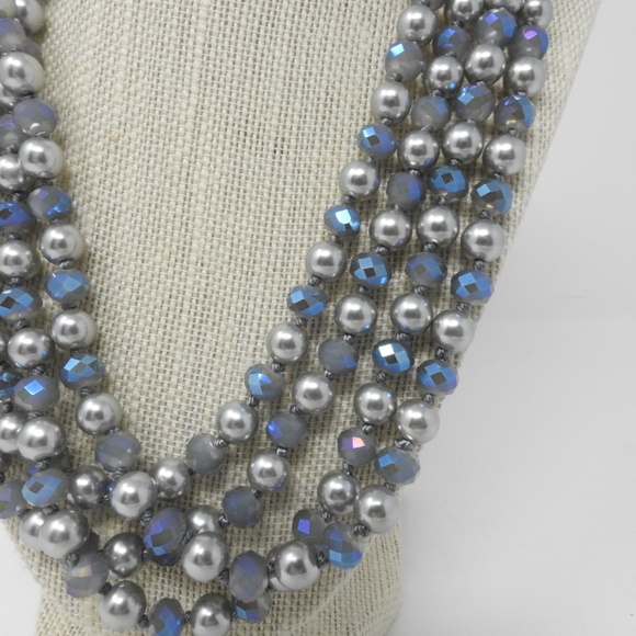 Premier Designs Long Beaded Silver Necklace NWOT - Picture 2 of 3